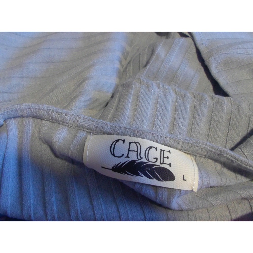 Cage Womens Ribbed Knit Button Front Crop Top Light Blue Sleeveless Tank Large - Picture 2 of 6